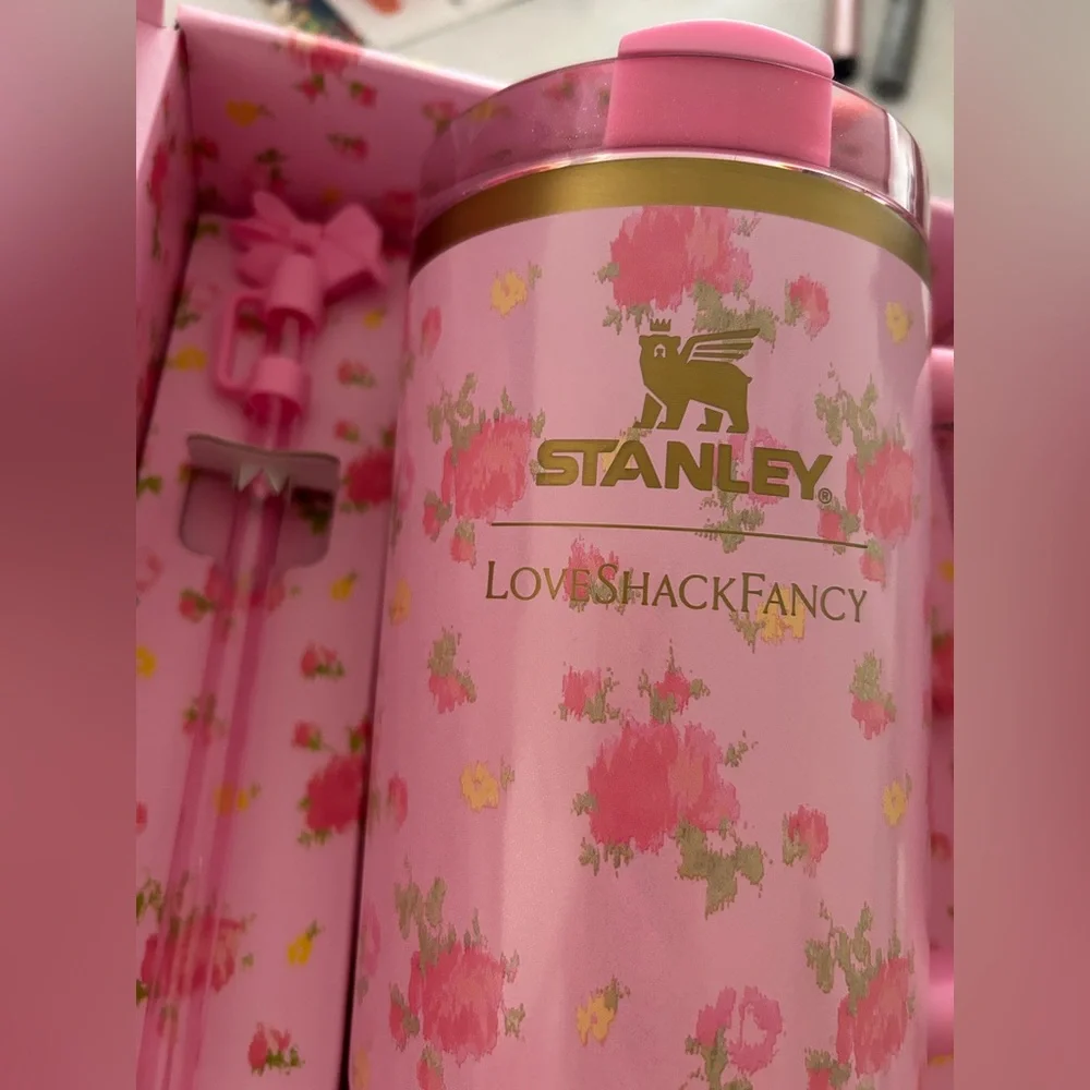 LoveShackFancy Pink Floral Tumbler 40oz - Picture 4 of 10